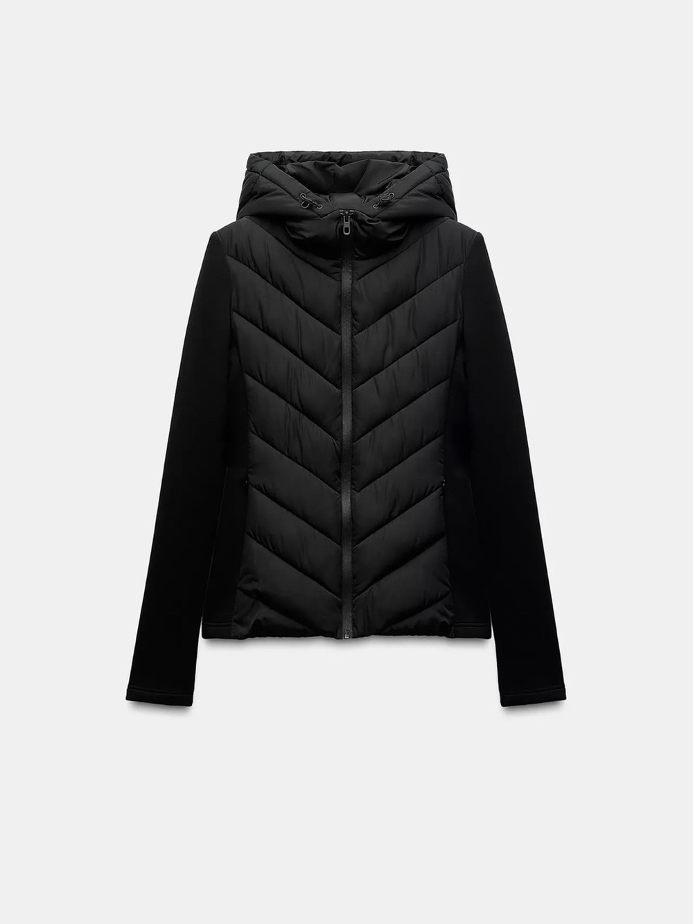 Zara Black Quilted Hooded Puffer Jacket
